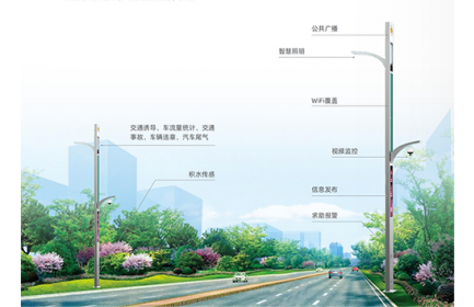 以城市路灯杆、多功能杆为载体，与AI智能、云计算、物联网等技术完美结合，建设强大智慧城市。